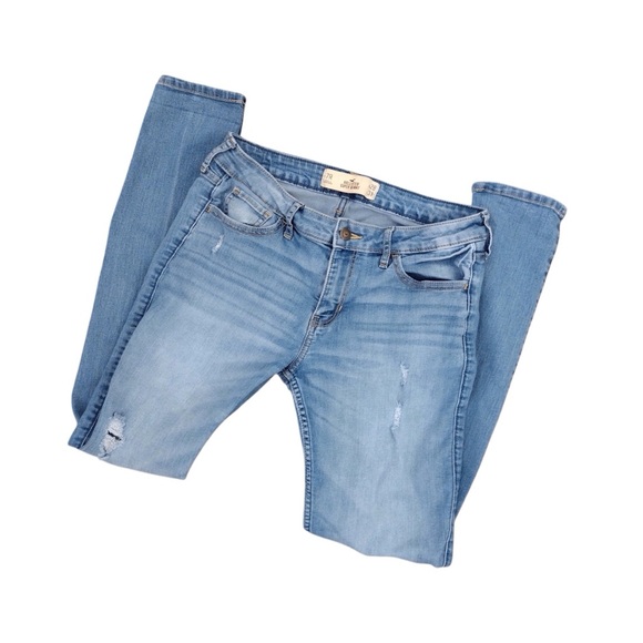 HOLLISTER Super Skinny Jeans 7R 28x31 Medium Distressed Stone Washed Ladies Teen - Picture 1 of 10